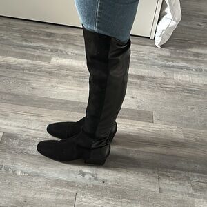 Schutz Over the Knee Tall Pull On Low Heeled Boots Boot Suede Leather Black 10
